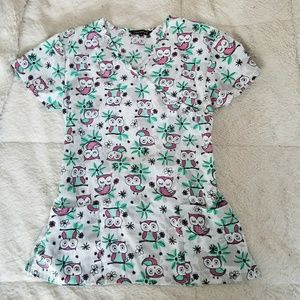 Owl kimono smal scrub top